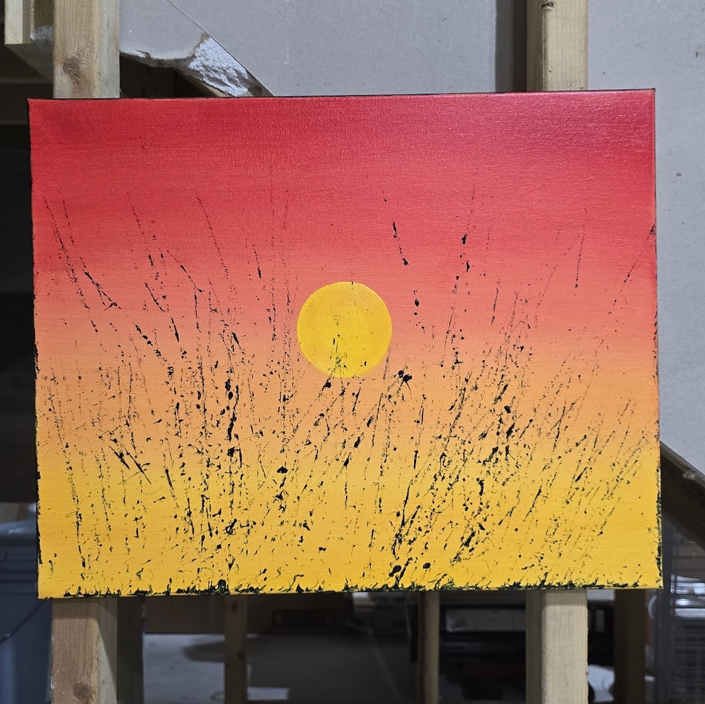 Sunset Canvas Art with Black Accents
